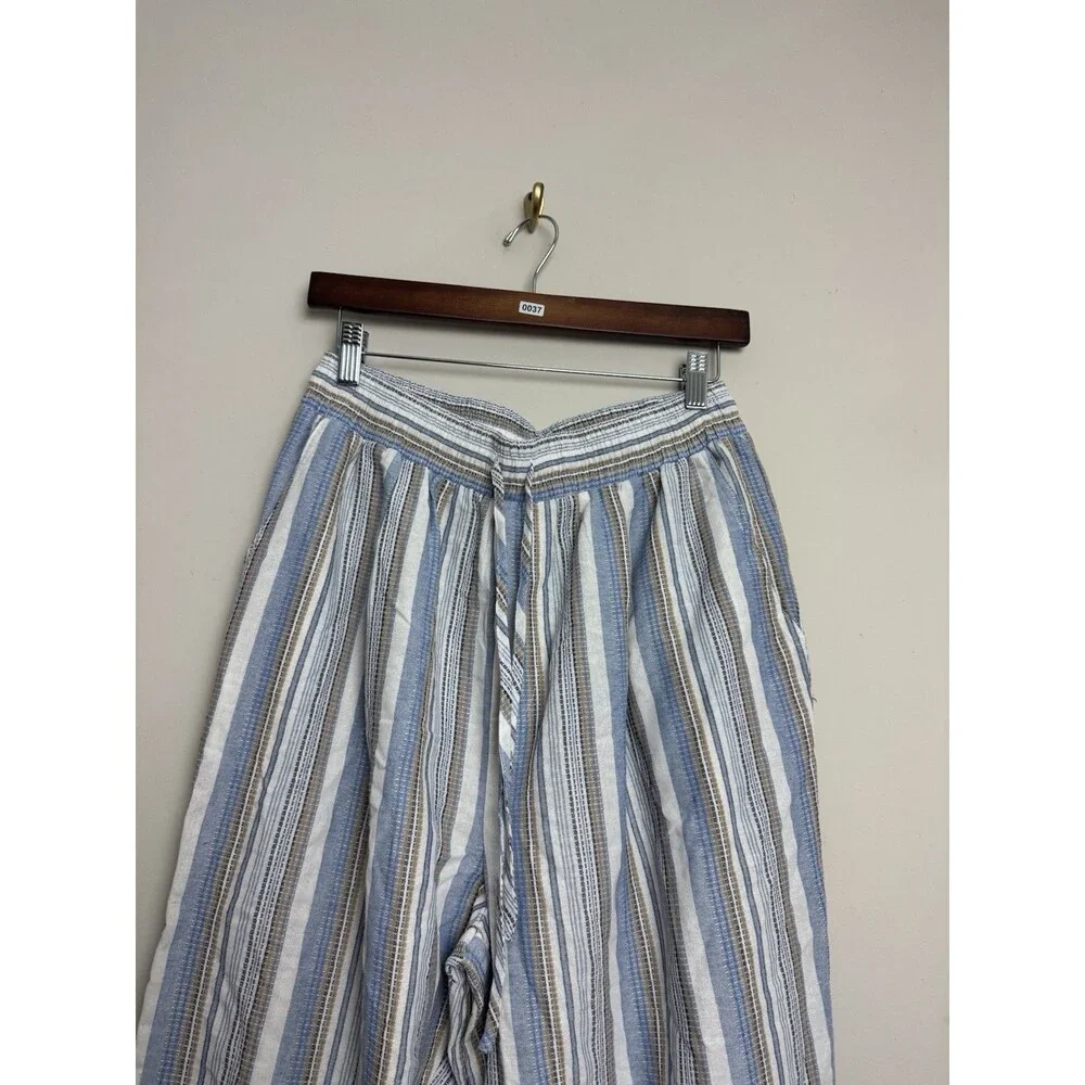 Reclaimed Vintage Pants Size Medium Striped Cotton Elastic Waist Urban Outfitter - Picture 3 of 4